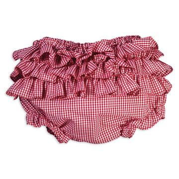Diaper Panty W/ Back Ruffles Gingham Red
